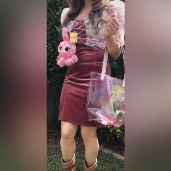 Forever 21 💕 Pink Velour strap dress - Picture 5 of 5